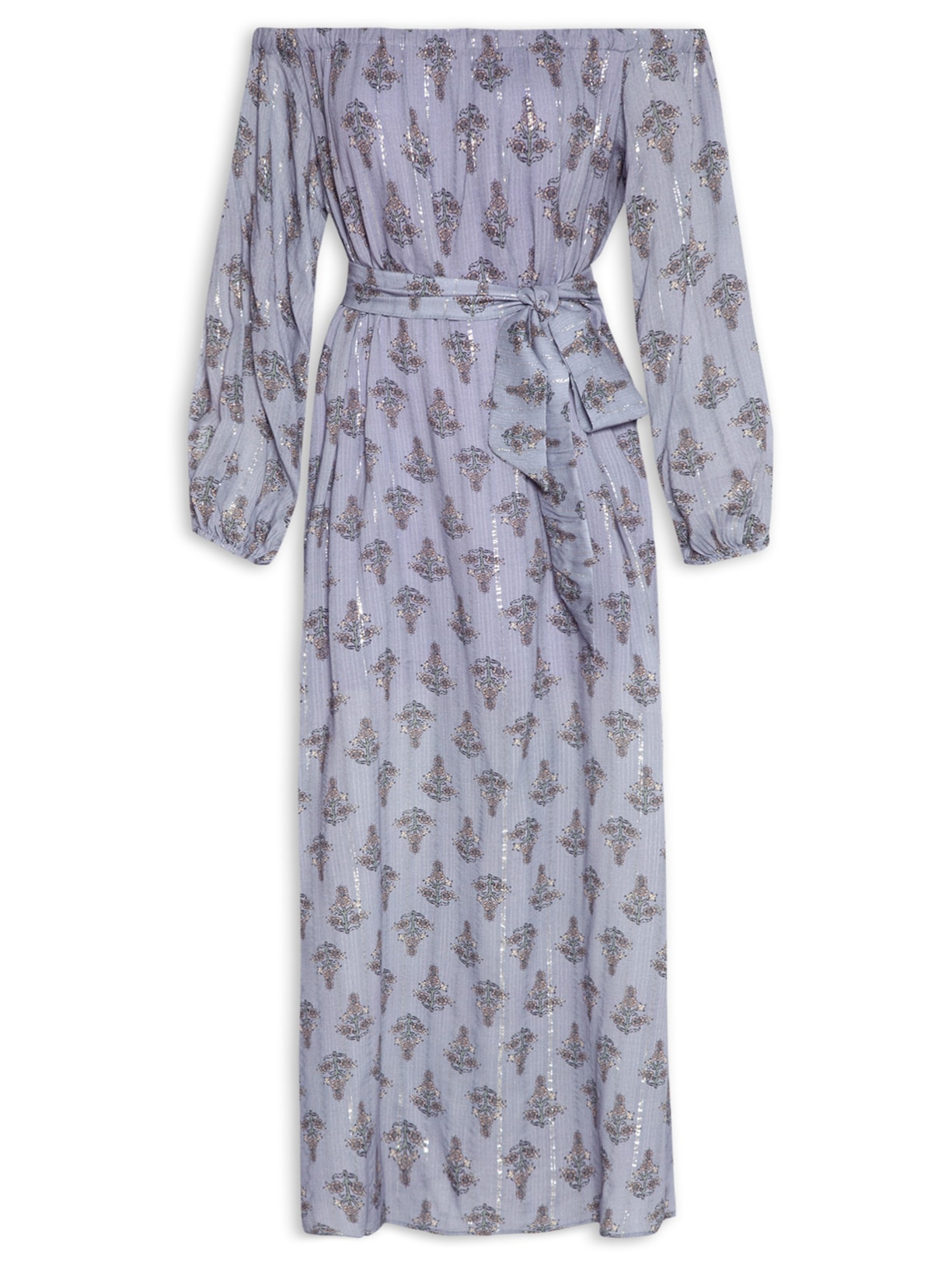 Vestido Longo Estampa Lavanda - Azul