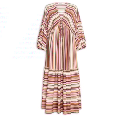 Vestido Longo Estampa Listra Aurora - Rosa