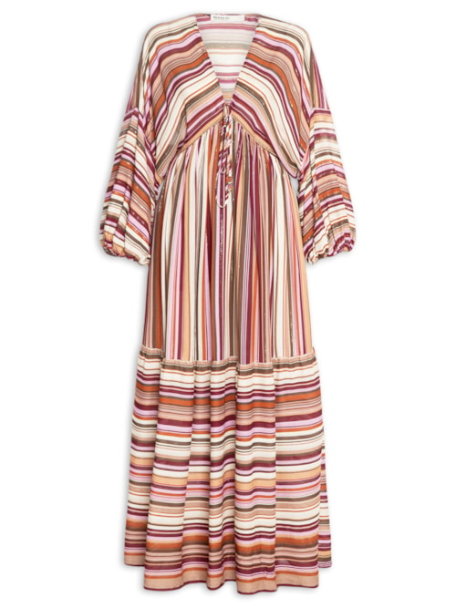 Vestido Longo Estampa Listra Aurora - Rosa