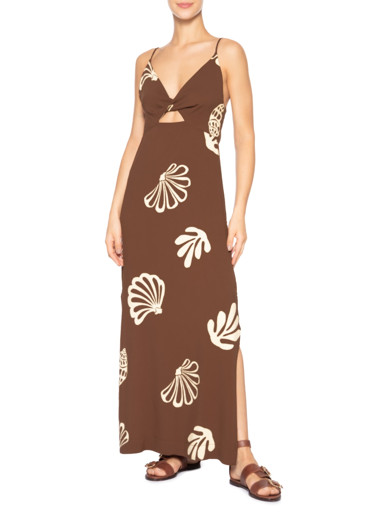 Vestido Longo Estampa Marés Marrom Dress To