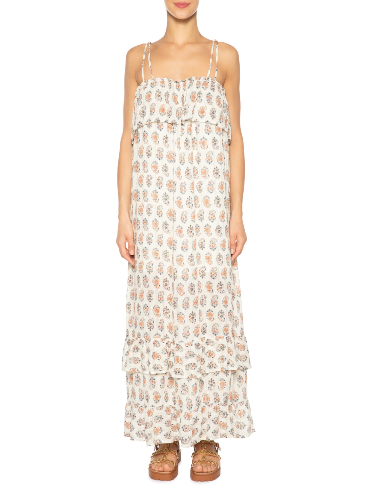 Vestido Longo Estampa Napoles Off White Maria Filó