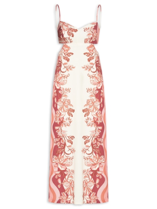 Vestido Longo Estampa Onda Floral - Off White