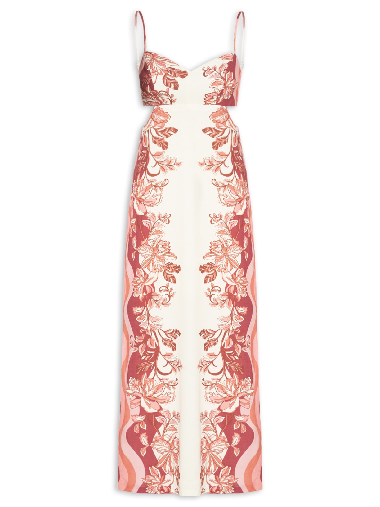 Vestido Longo Estampa Onda Floral Off White Dress To