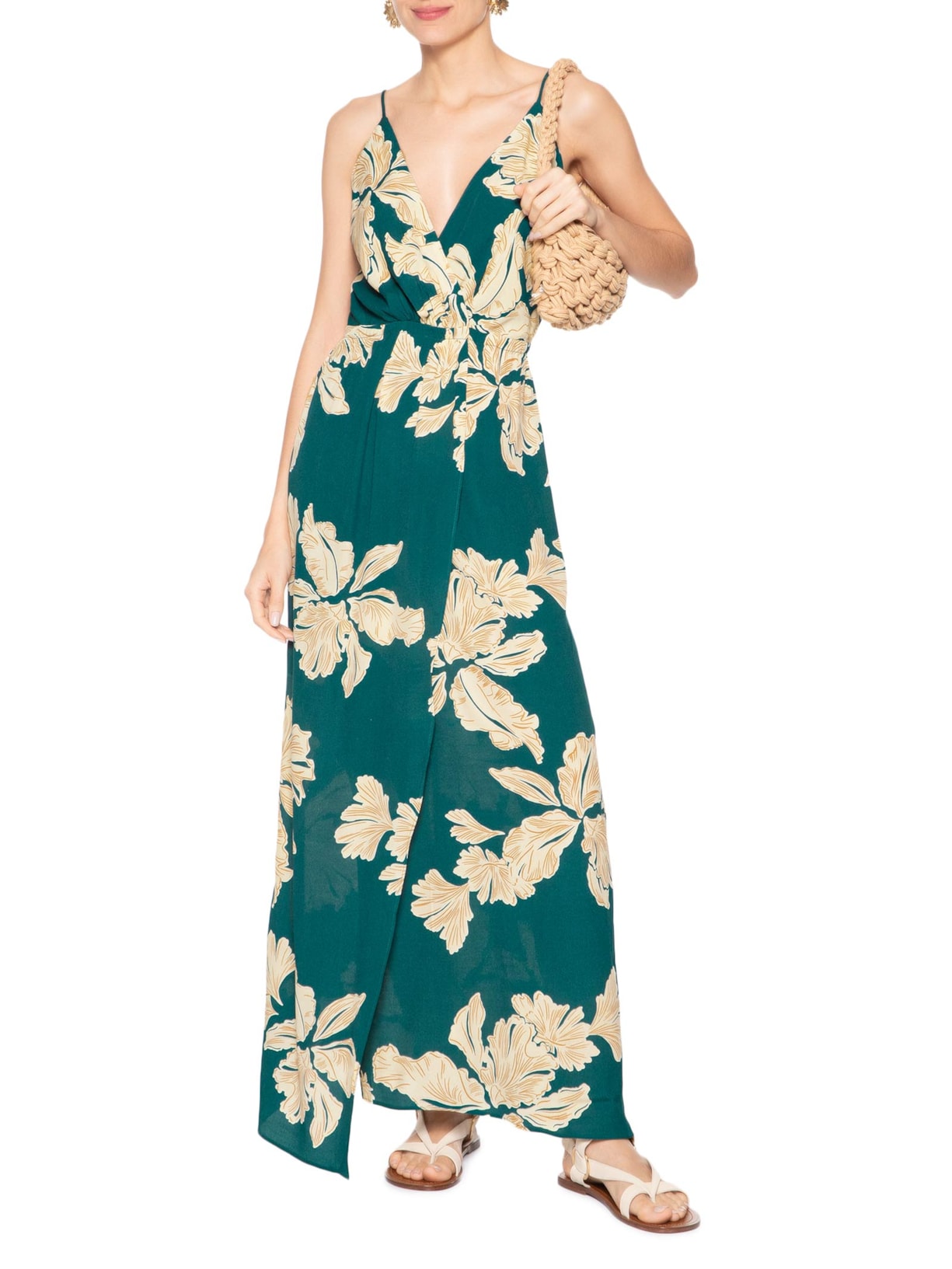 Vestido Longo Estampa Pétala Verde Dress To