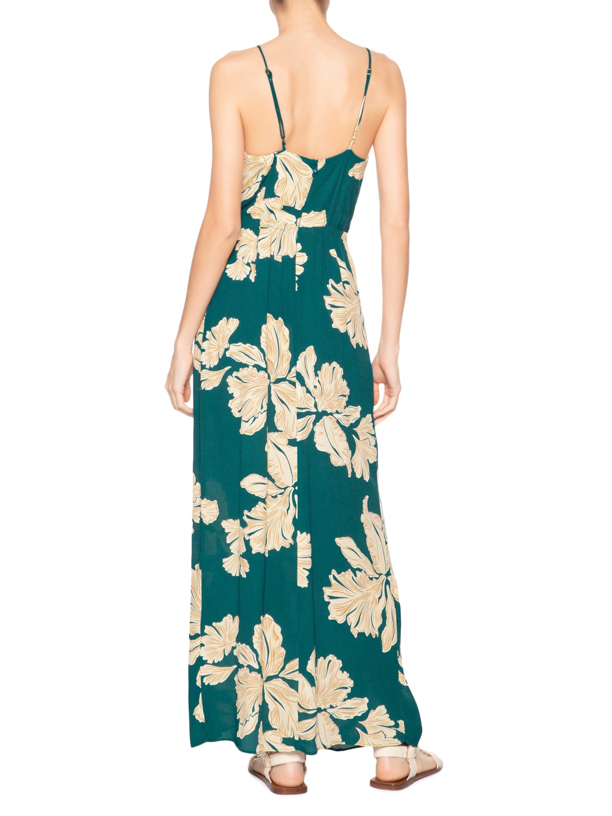 Vestido Longo Estampa Pétala Verde Dress To