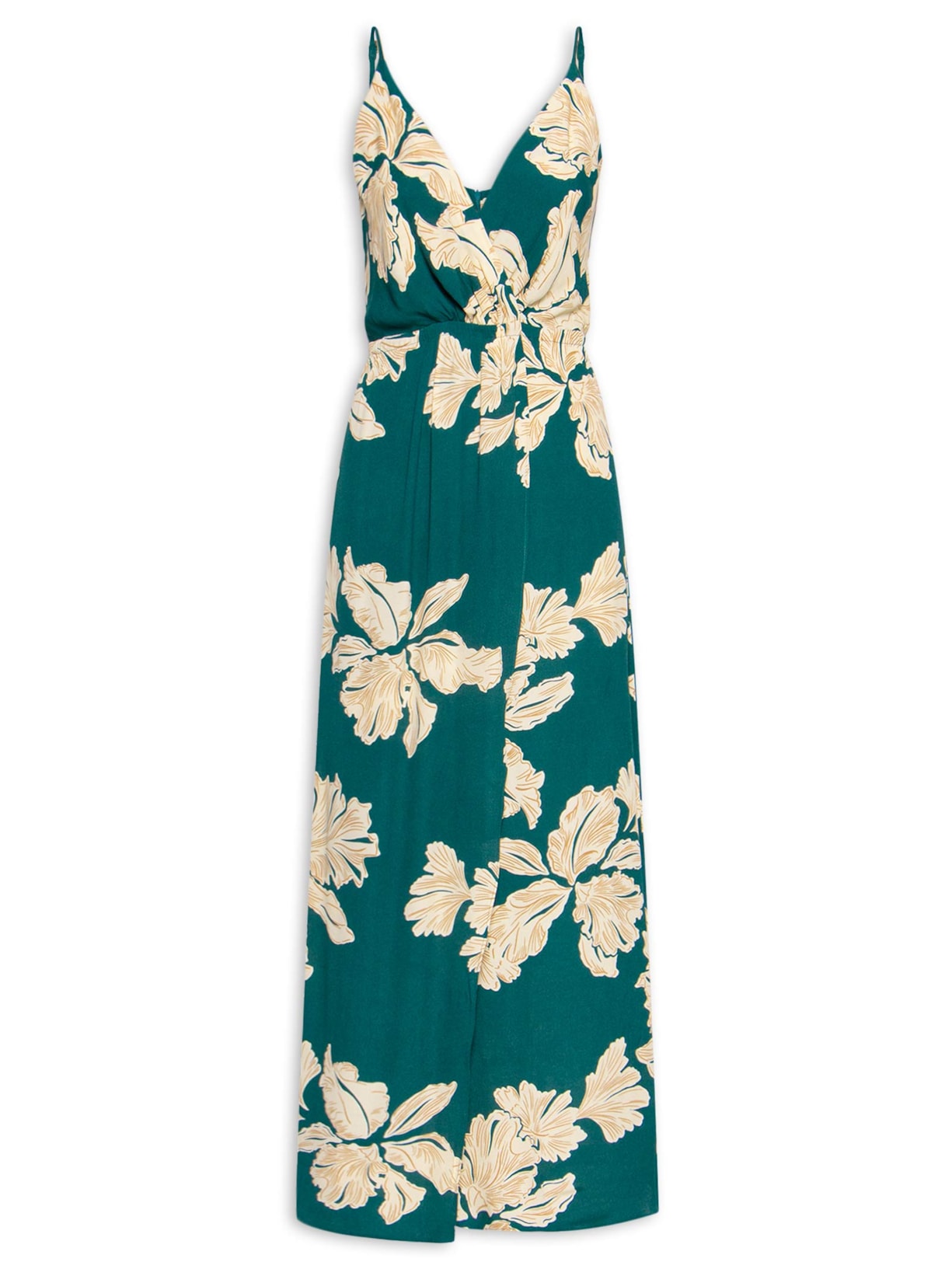 Vestido Longo Estampa Pétala - Verde