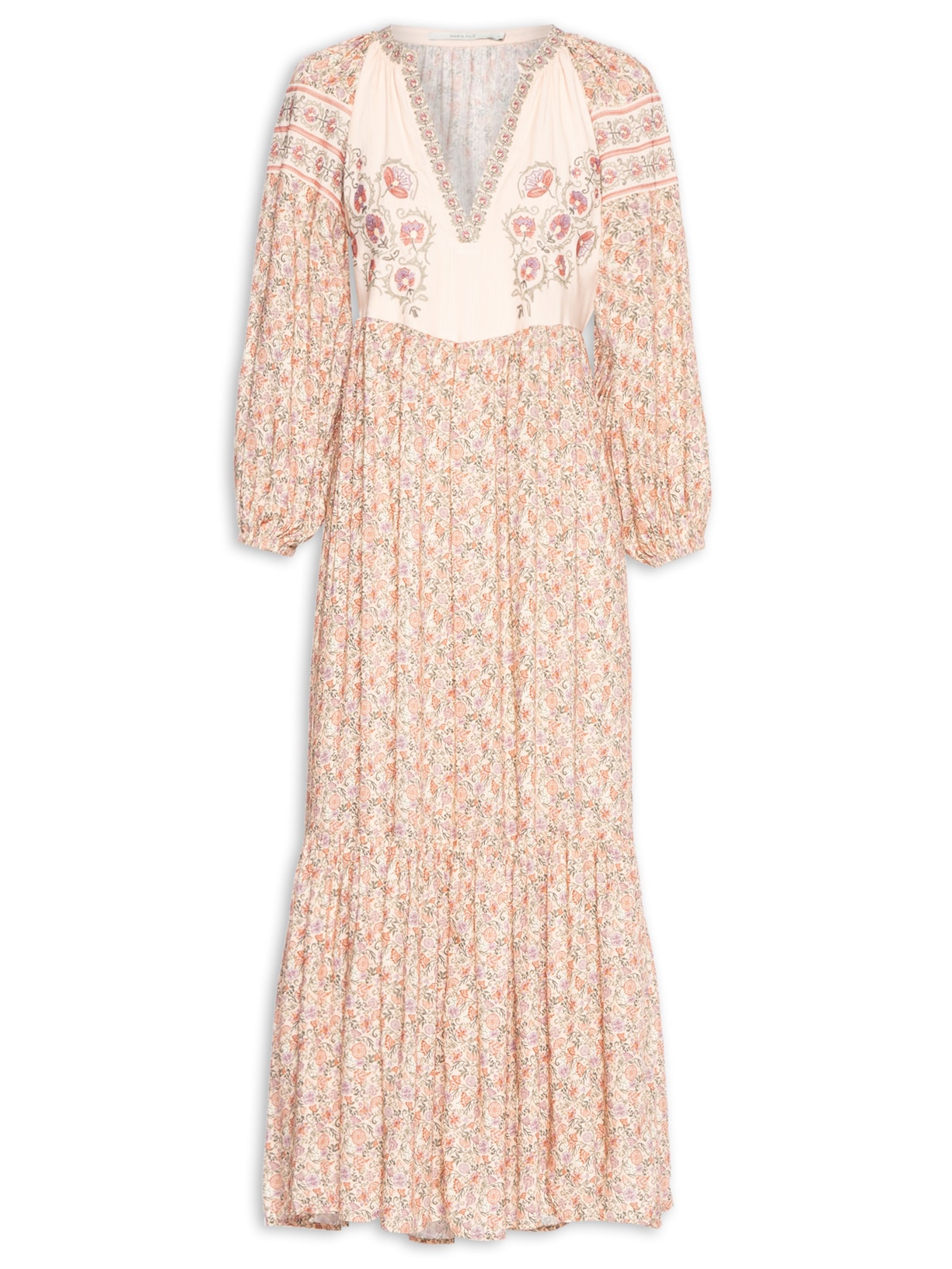 Vestido Longo Estampa Petunia - Bege