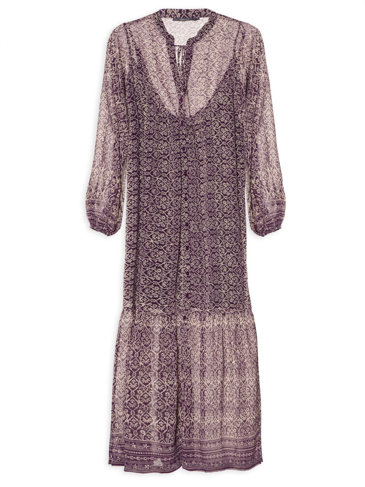 Vestido Longo Estampa Recanto - Roxo