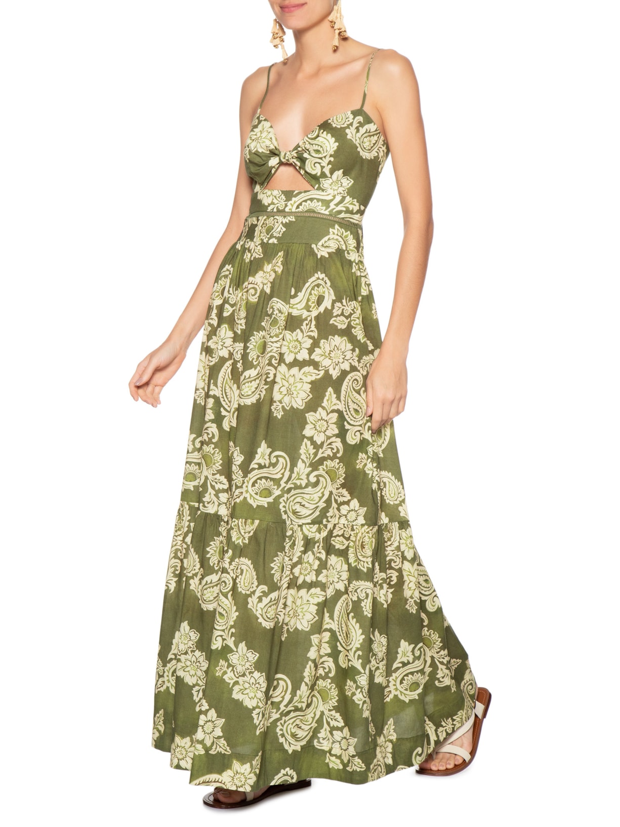 Vestido Longo Estampa Rota Do Sol Verde Dress To