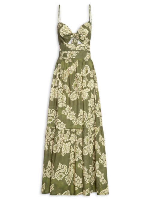 Vestido Longo Estampa Rota Do Sol - Verde