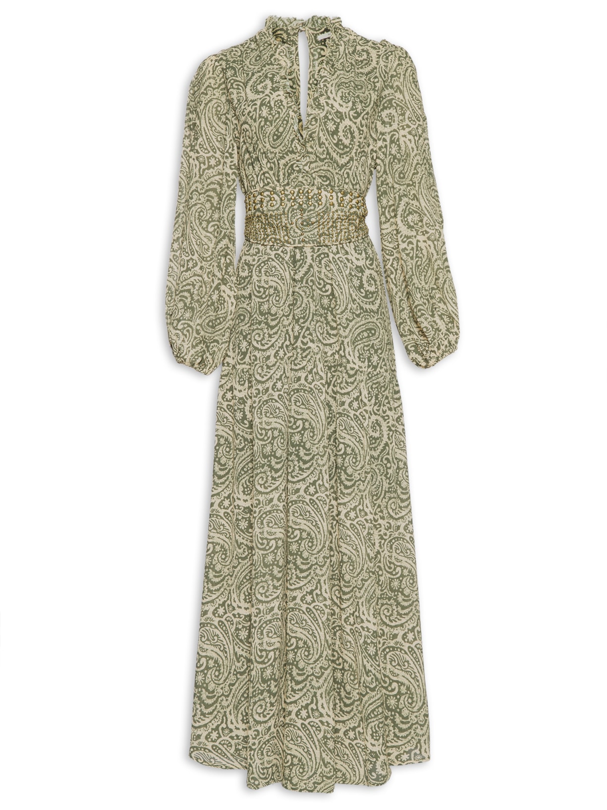 Vestido Longo Estampa Sândalo Broto - Verde