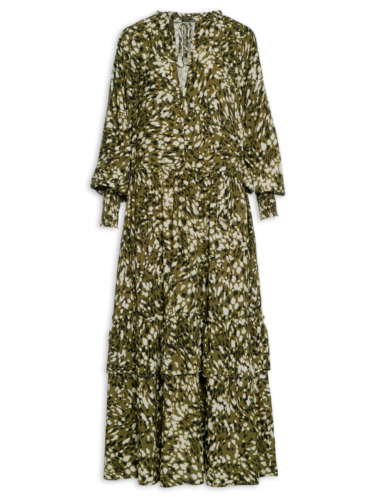 Vestido Longo Estampa Textura Figo - Verde