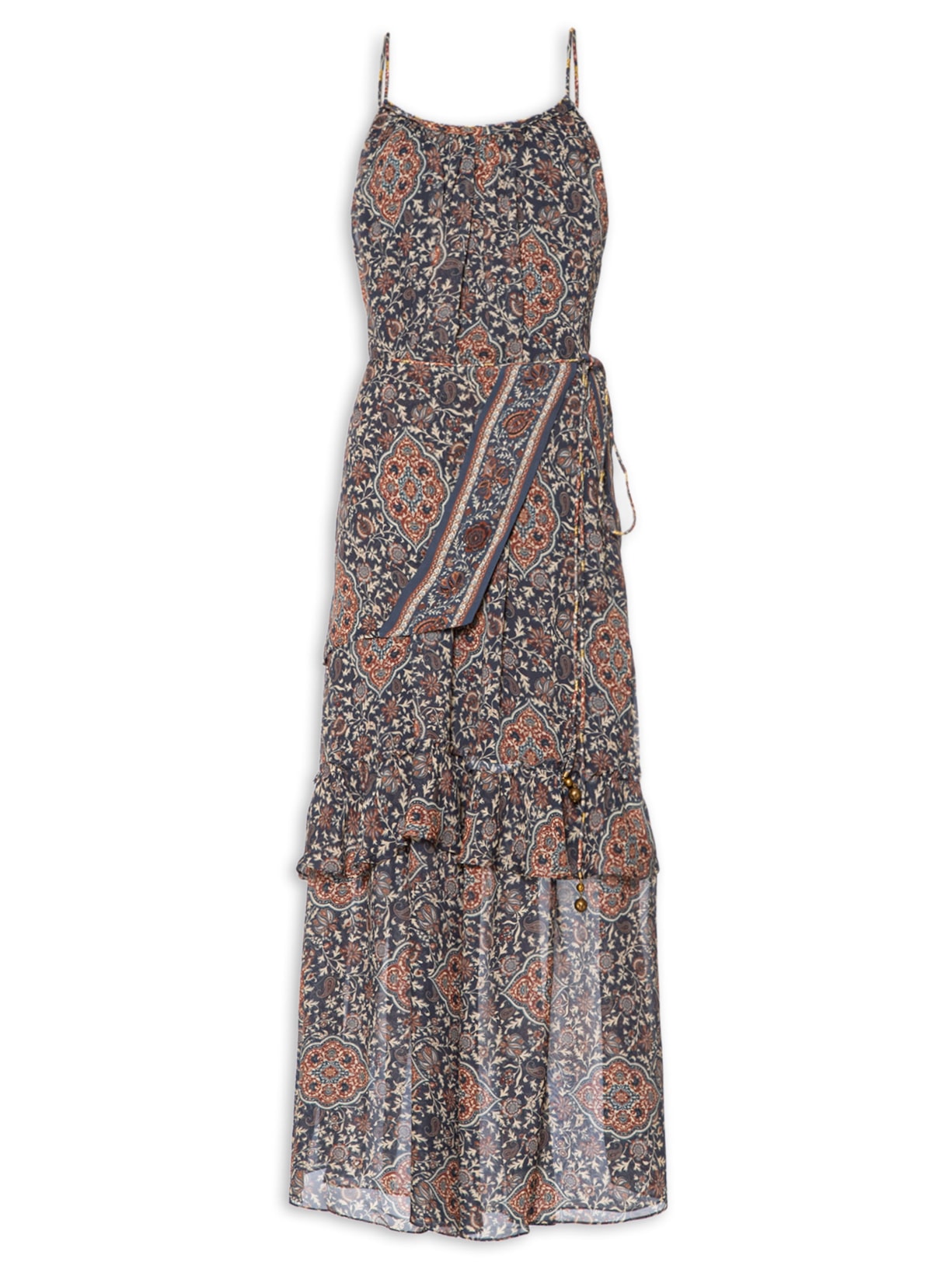 Vestido Longo Estampa Valência Zafira - Azul