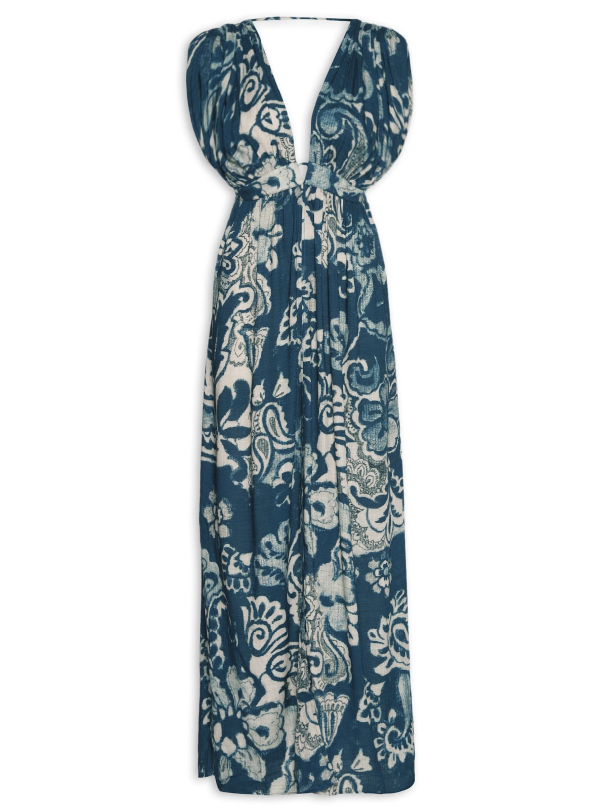 Vestido Longo Estampado - Azul