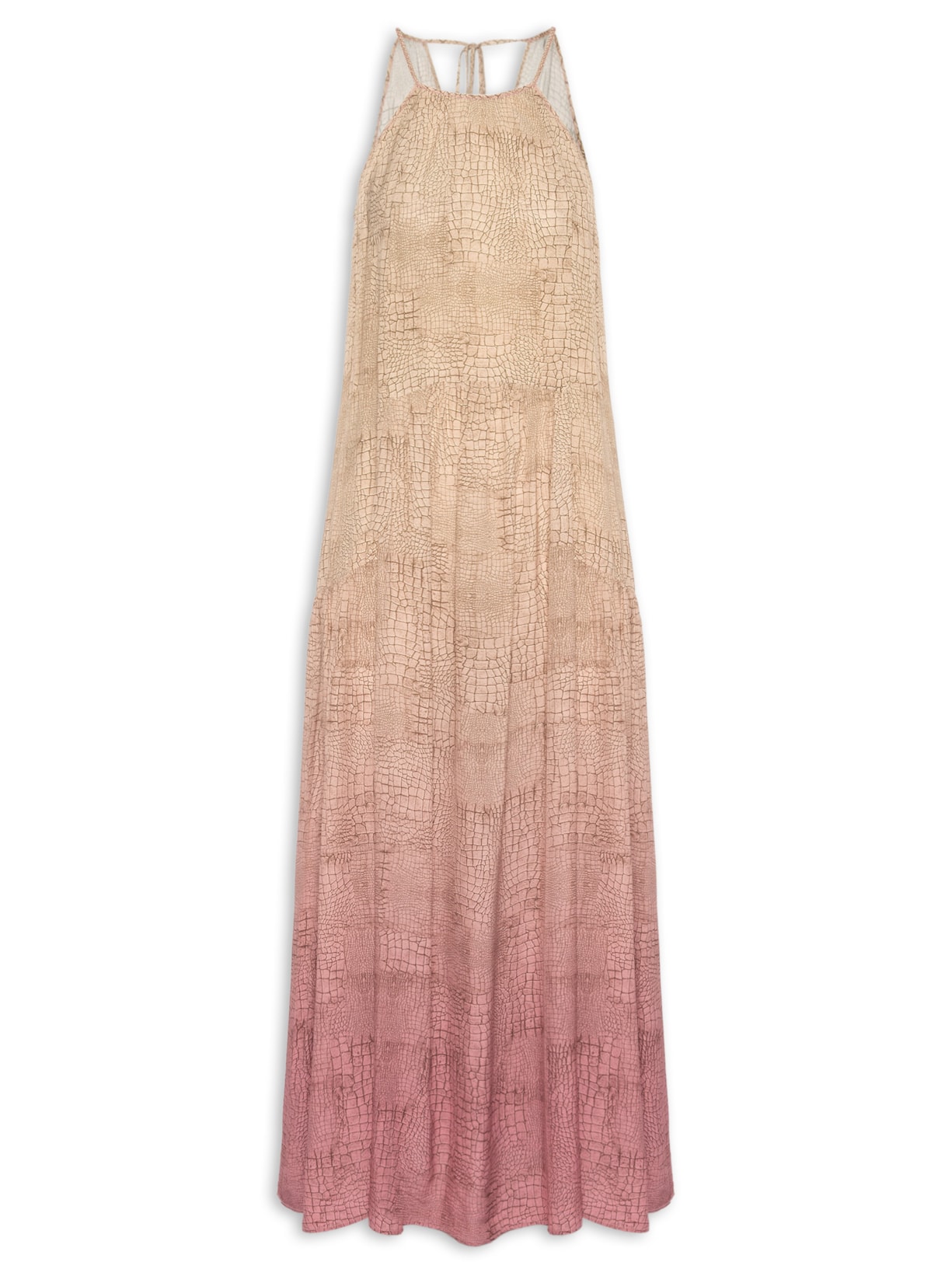 Vestido Longo Estampado Bege Animale