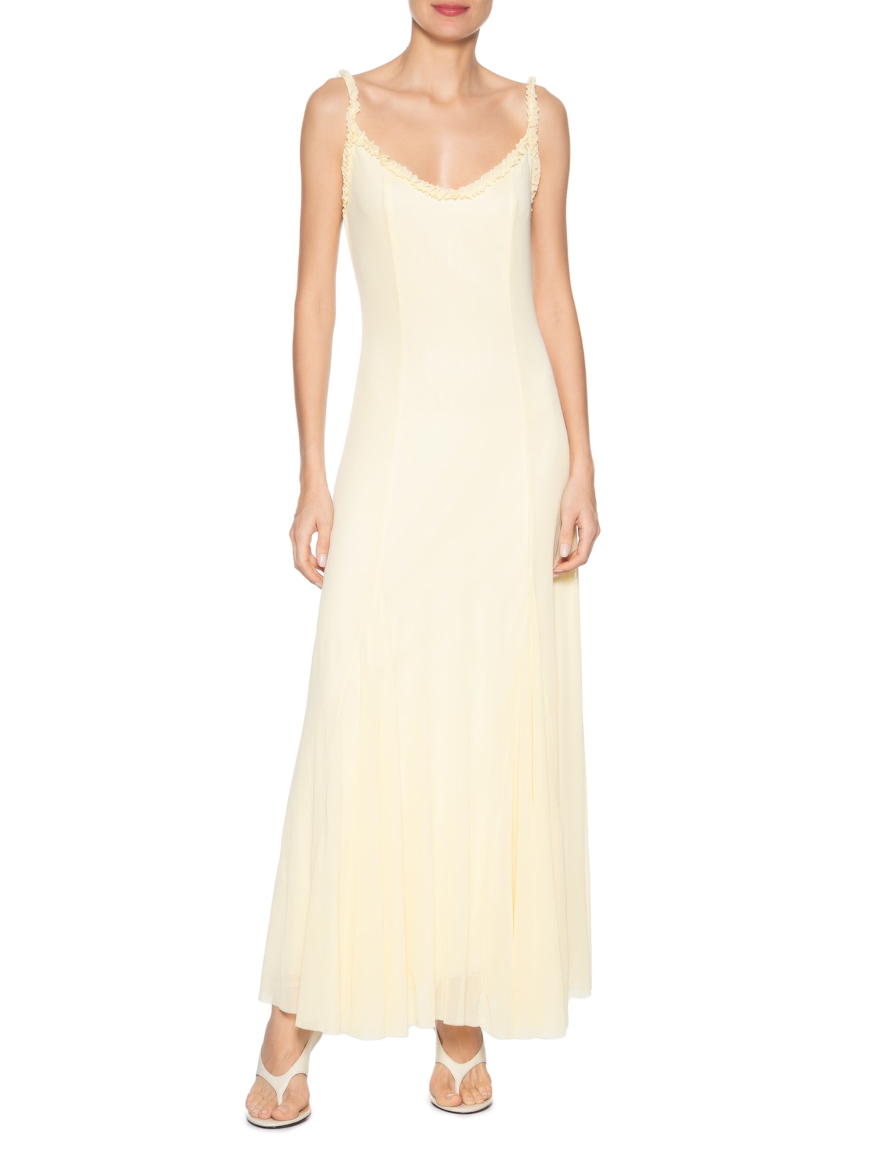 Vestido Longo Feminino Em Tule Amarelo Market 33