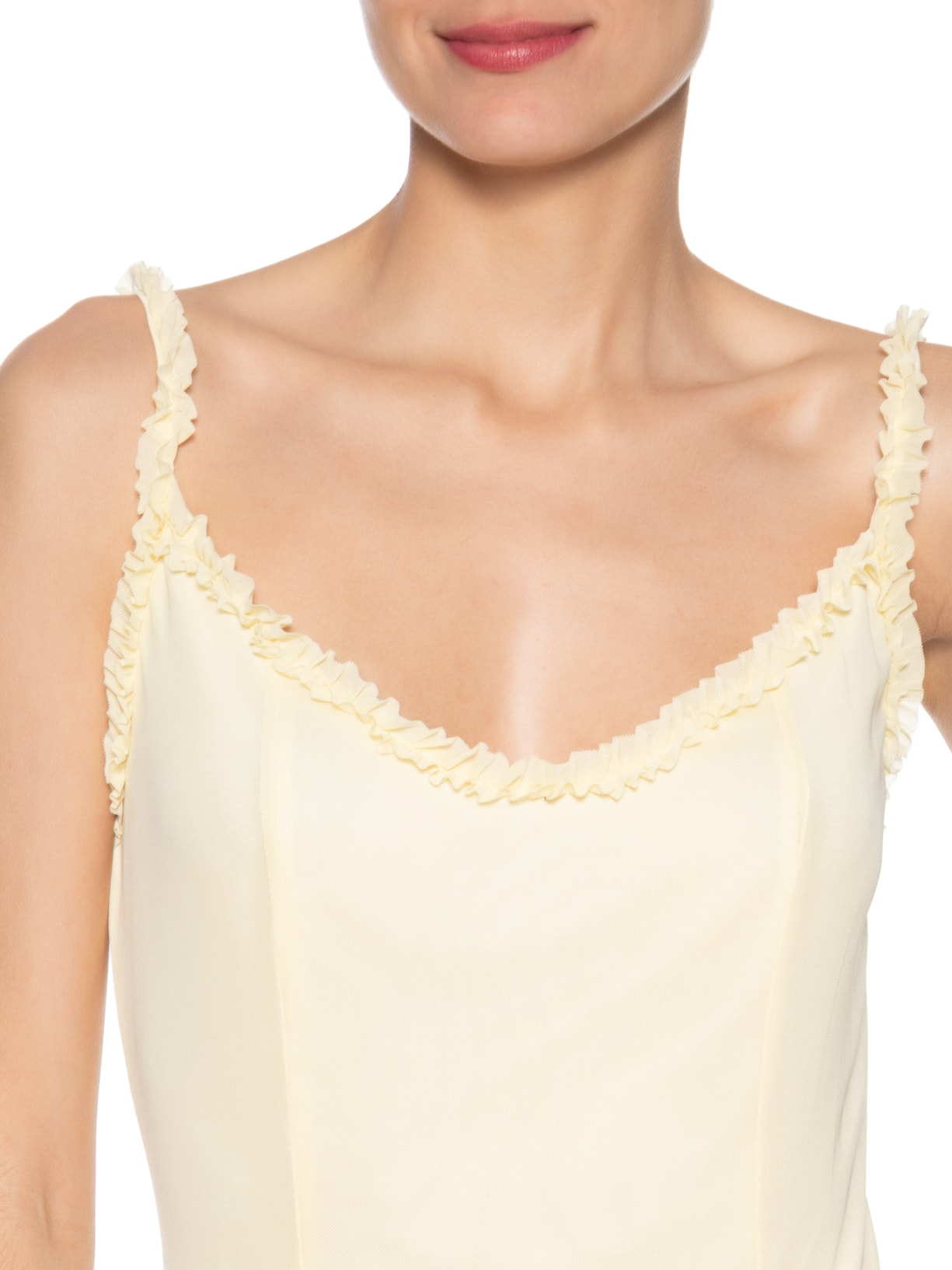 Vestido Longo Feminino Em Tule Amarelo Market 33