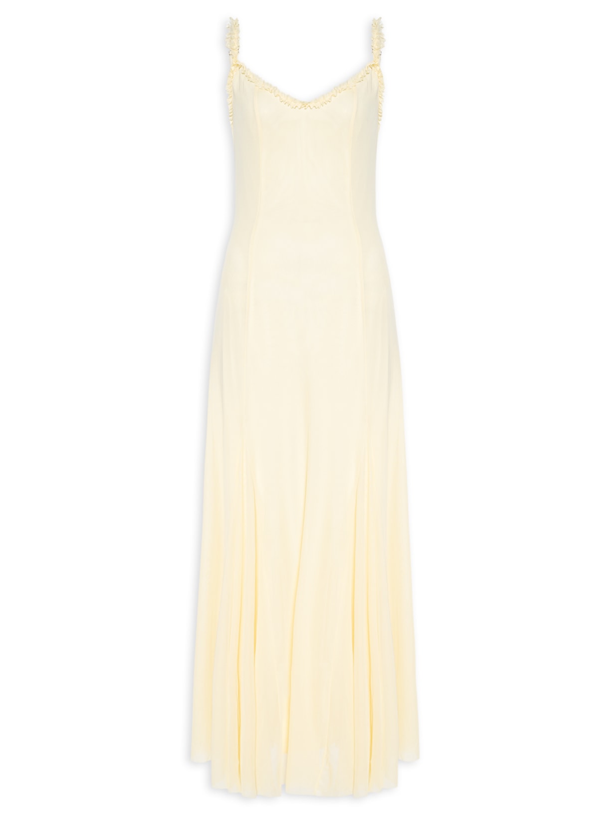 Vestido Longo Feminino Em Tule Amarelo Market 33