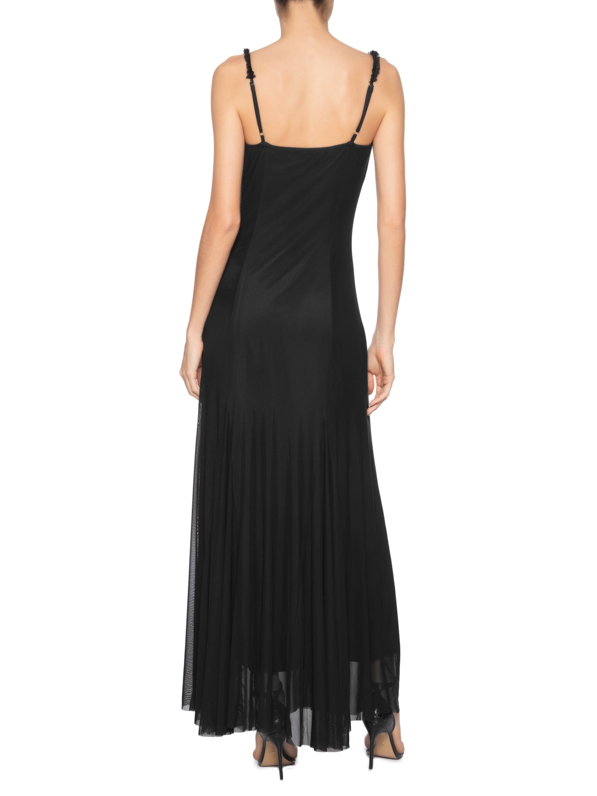 Vestido Longo Feminino Em Tule Preto Market 33