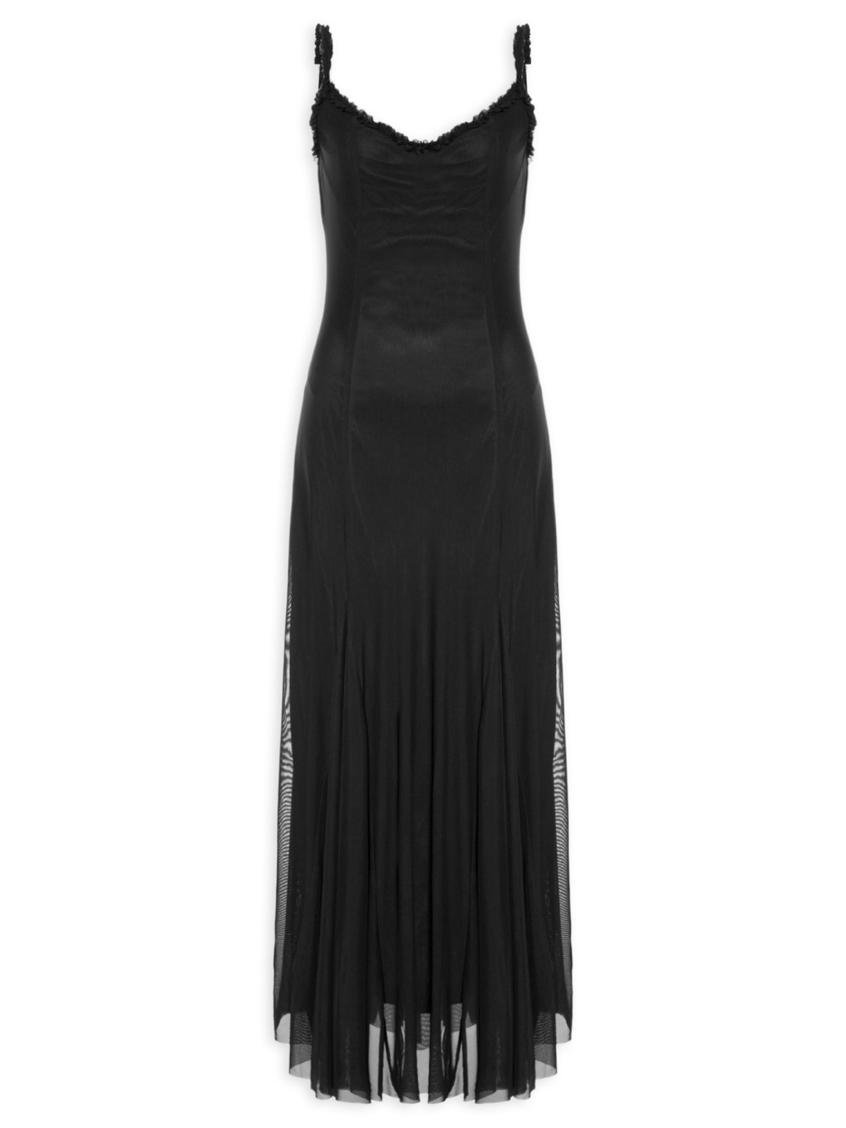 Vestido Longo Feminino Em Tule - Preto