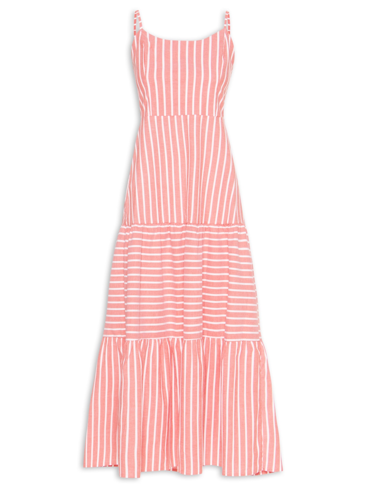 Vestido Longo Feminino Listrado Vermelho Market 33