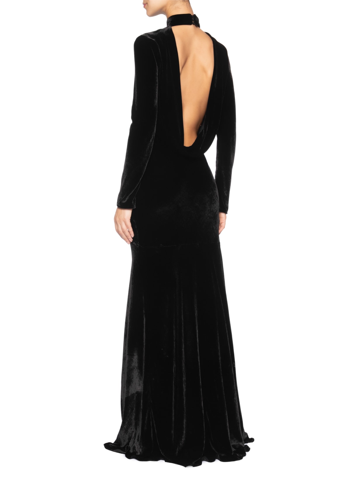 Vestido Longo Fenda Frontal e Degagê Preto Reinaldo Lourenço