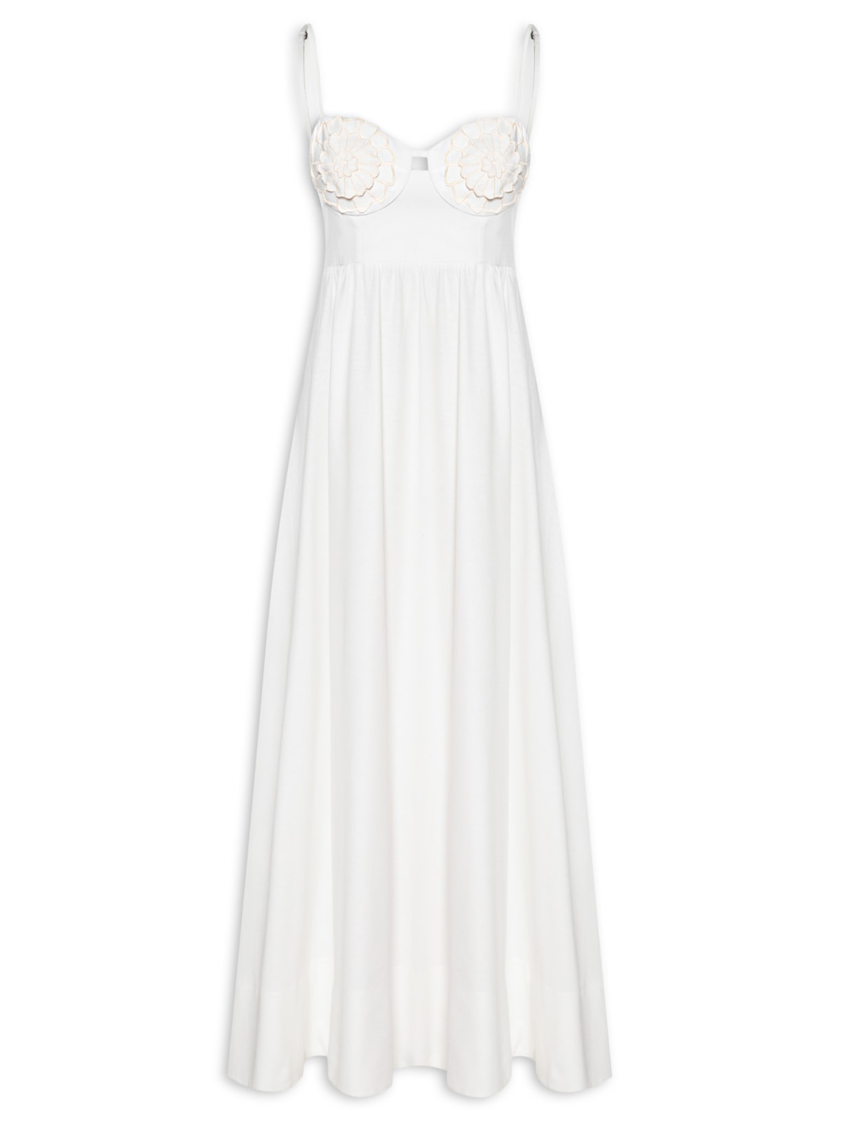Vestido Longo Flor - Branco