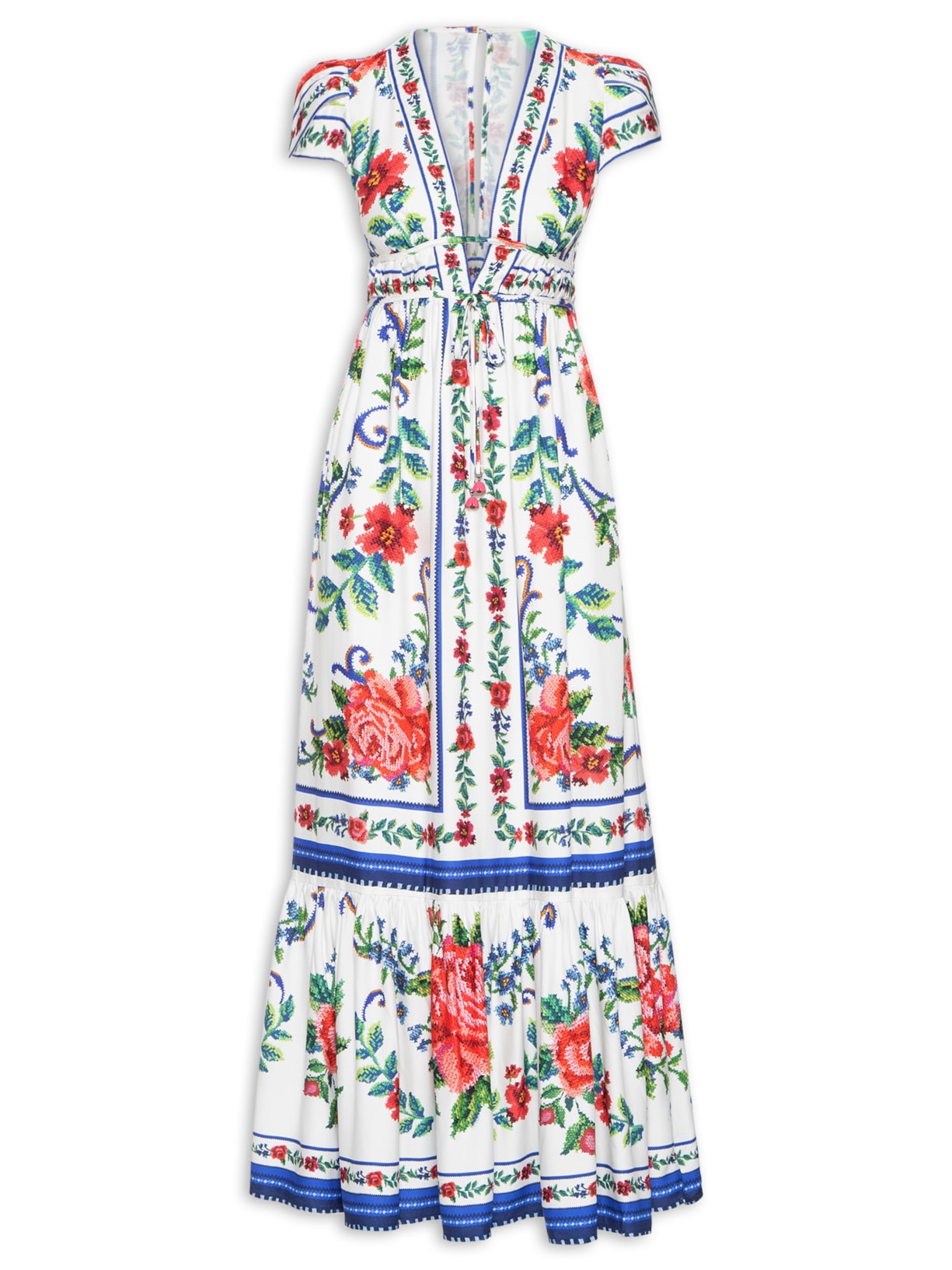 Vestido Longo Flor Da Realeza - Azul