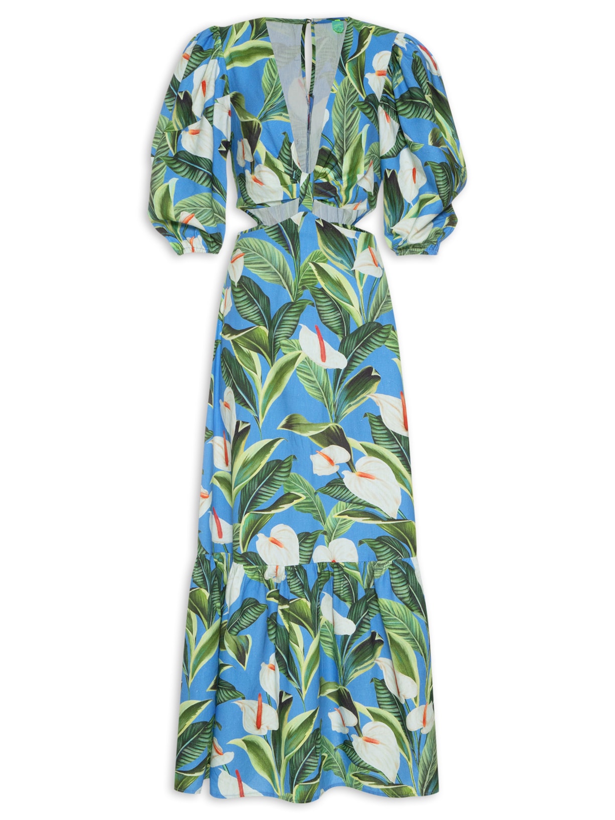 Vestido Longo Flor De Artúrio - Azul