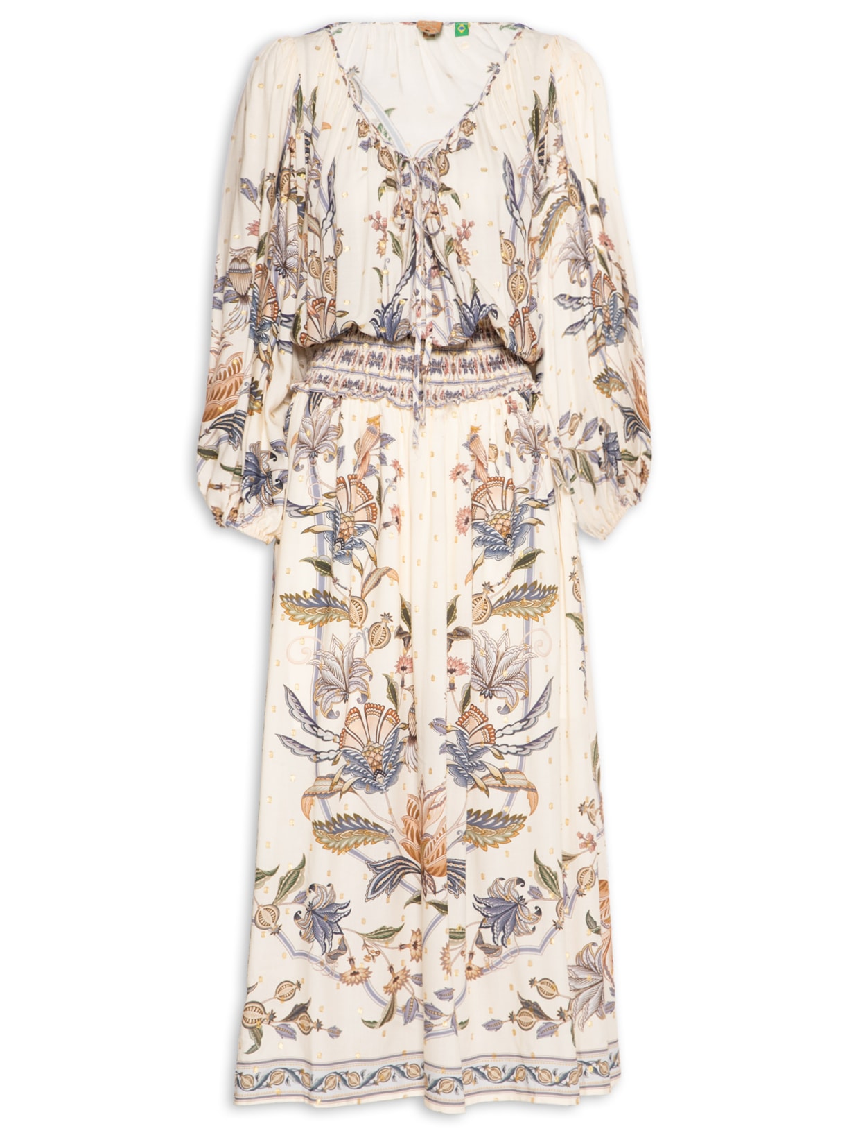 Vestido Longo Flor Do Deserto Off White Farm