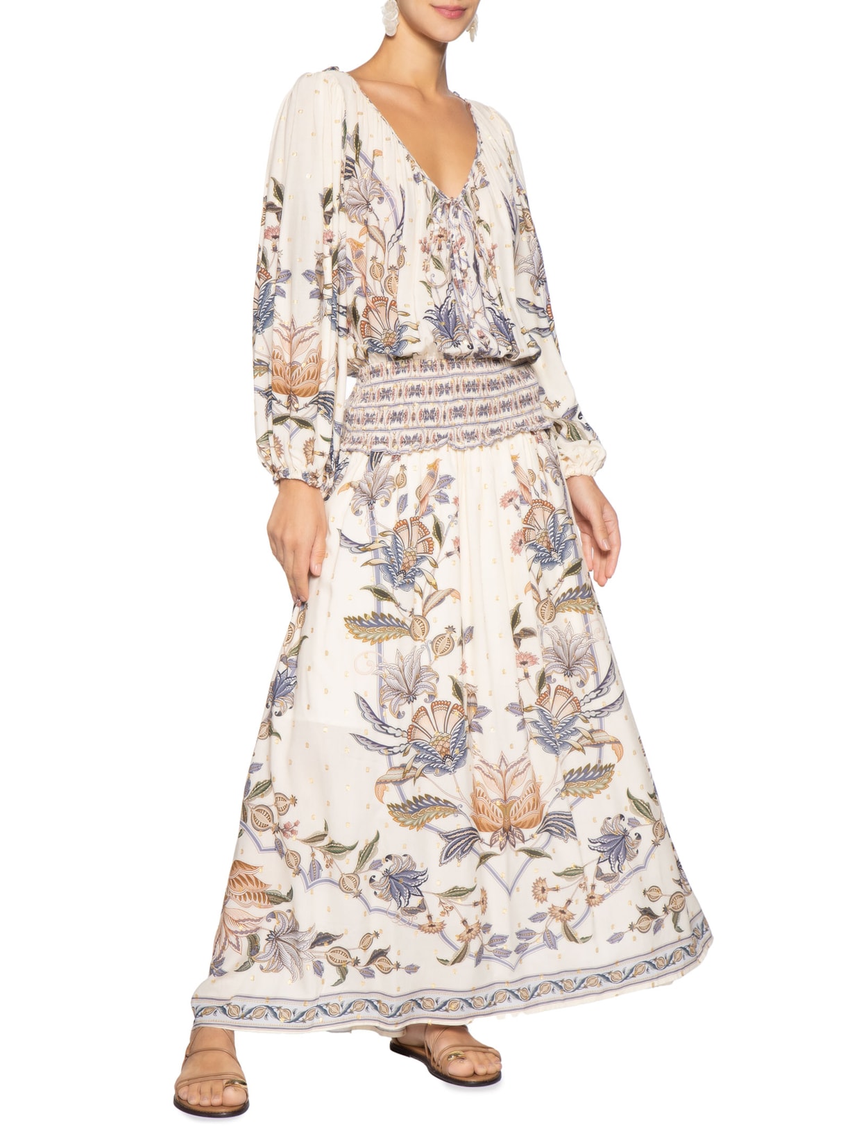 Vestido Longo Flor Do Deserto Off White Farm