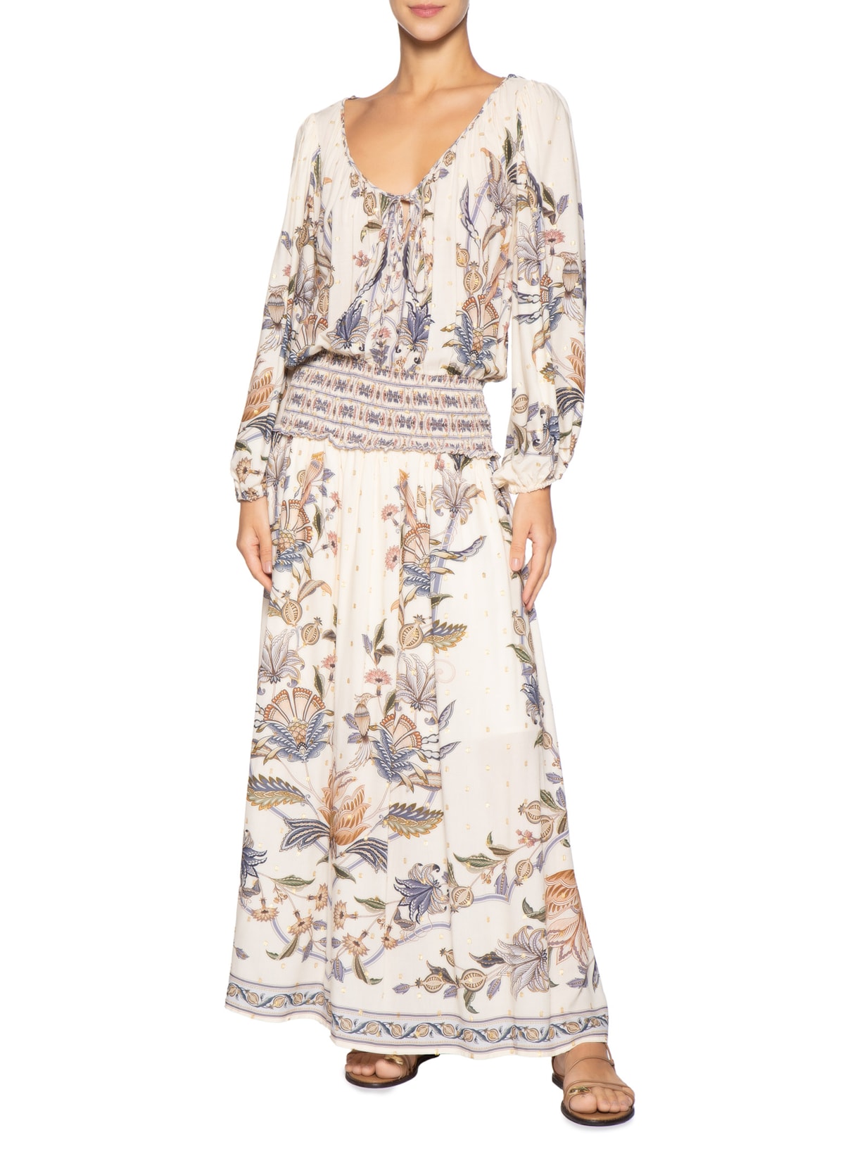 Vestido Longo Flor Do Deserto Off White Farm