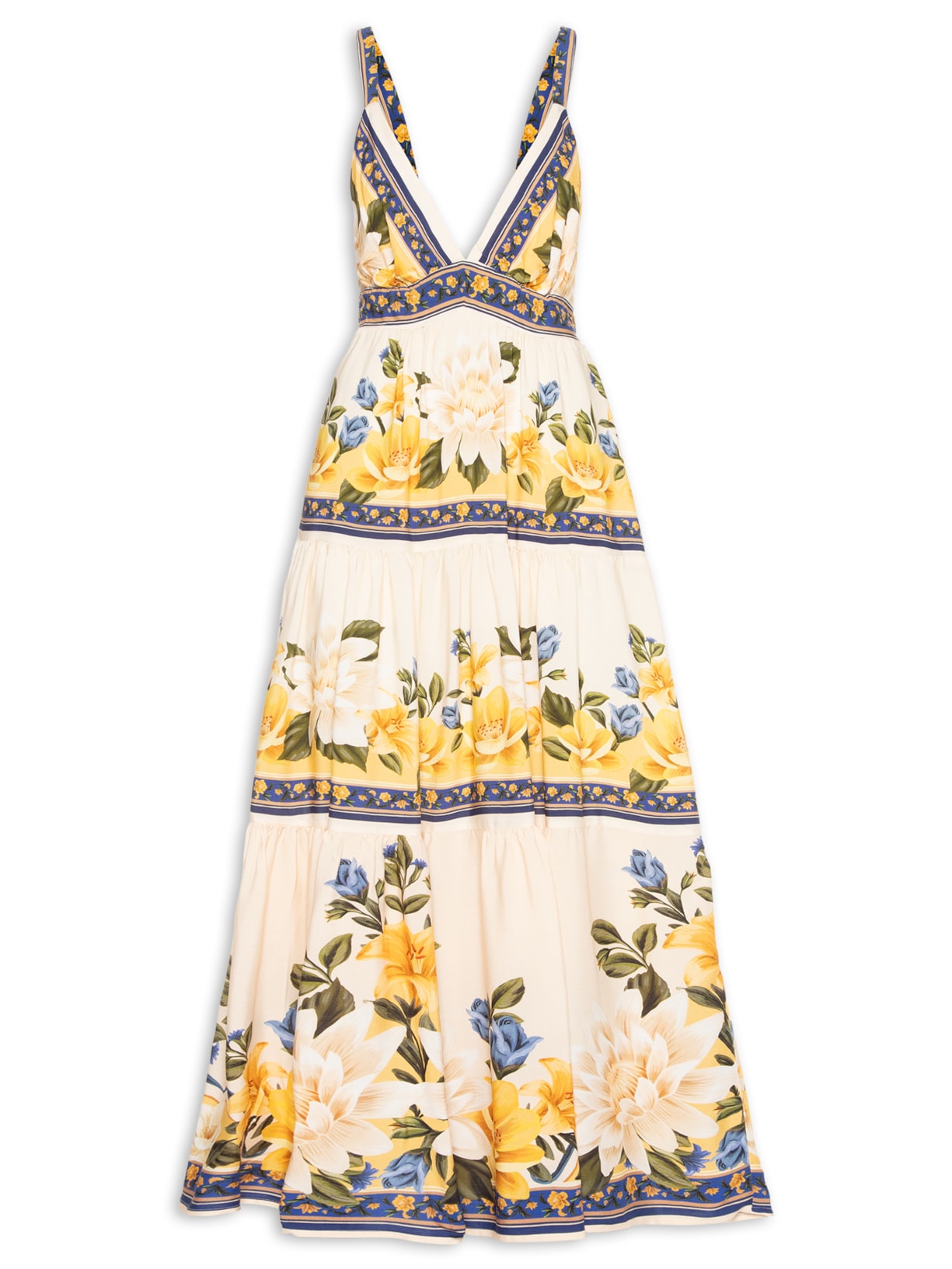 Vestido longo flor do rio - Off white