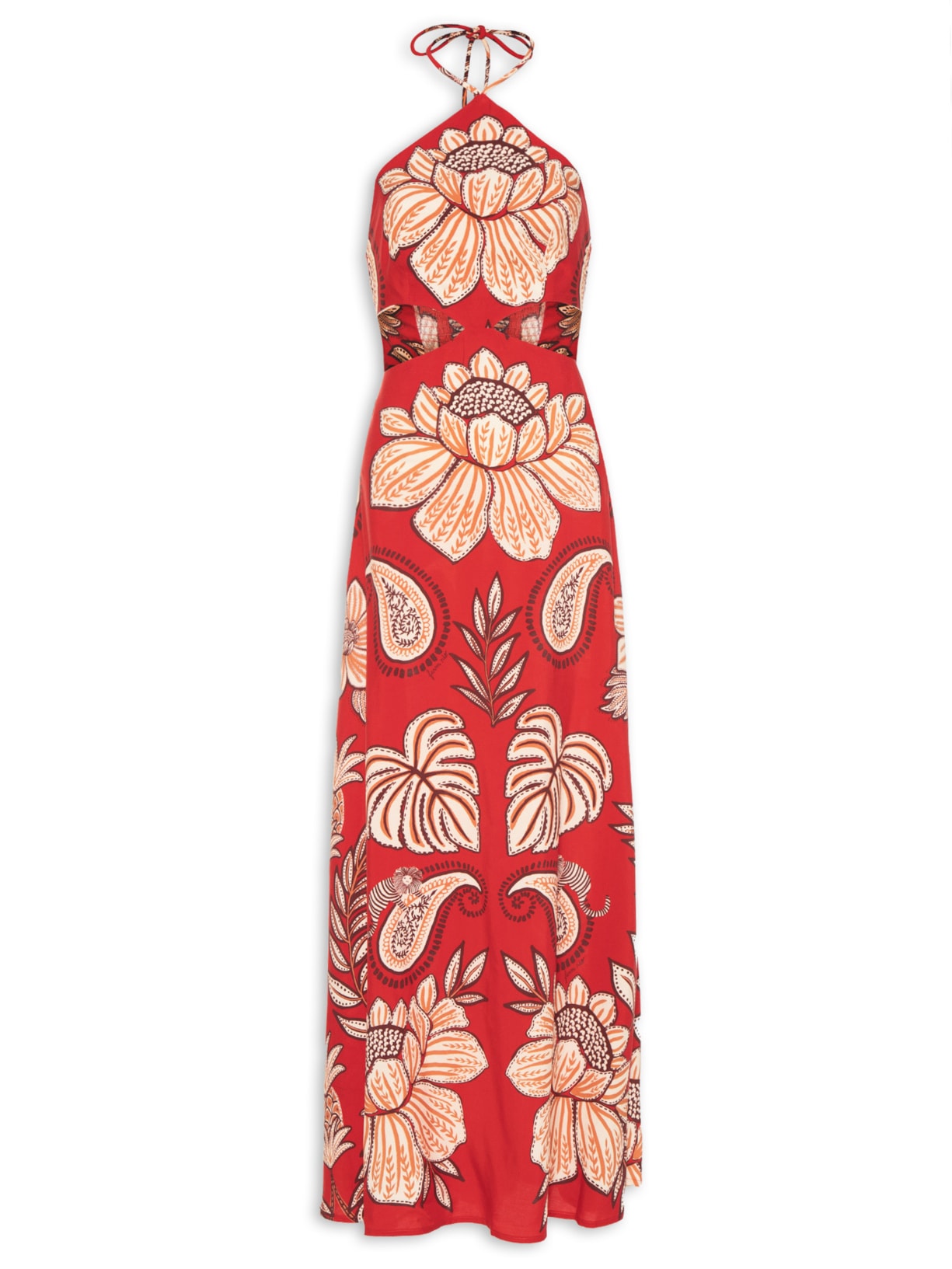 Vestido Longo Floral Bloom - Vermelho