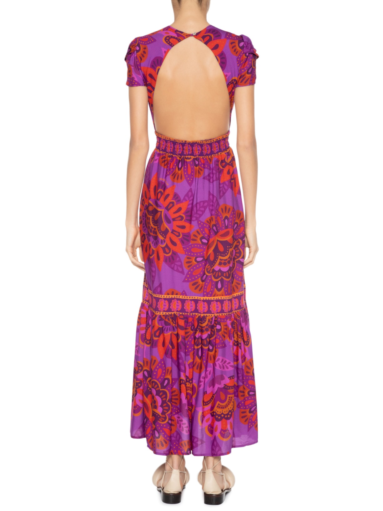 Vestido Longo Floral Jakarta Roxo Farm
