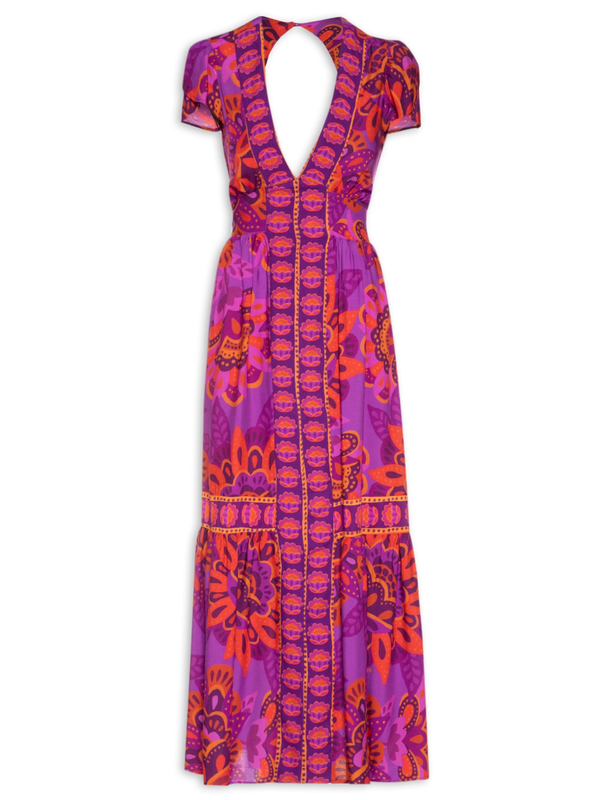 Vestido Longo Floral Jakarta Roxo Farm