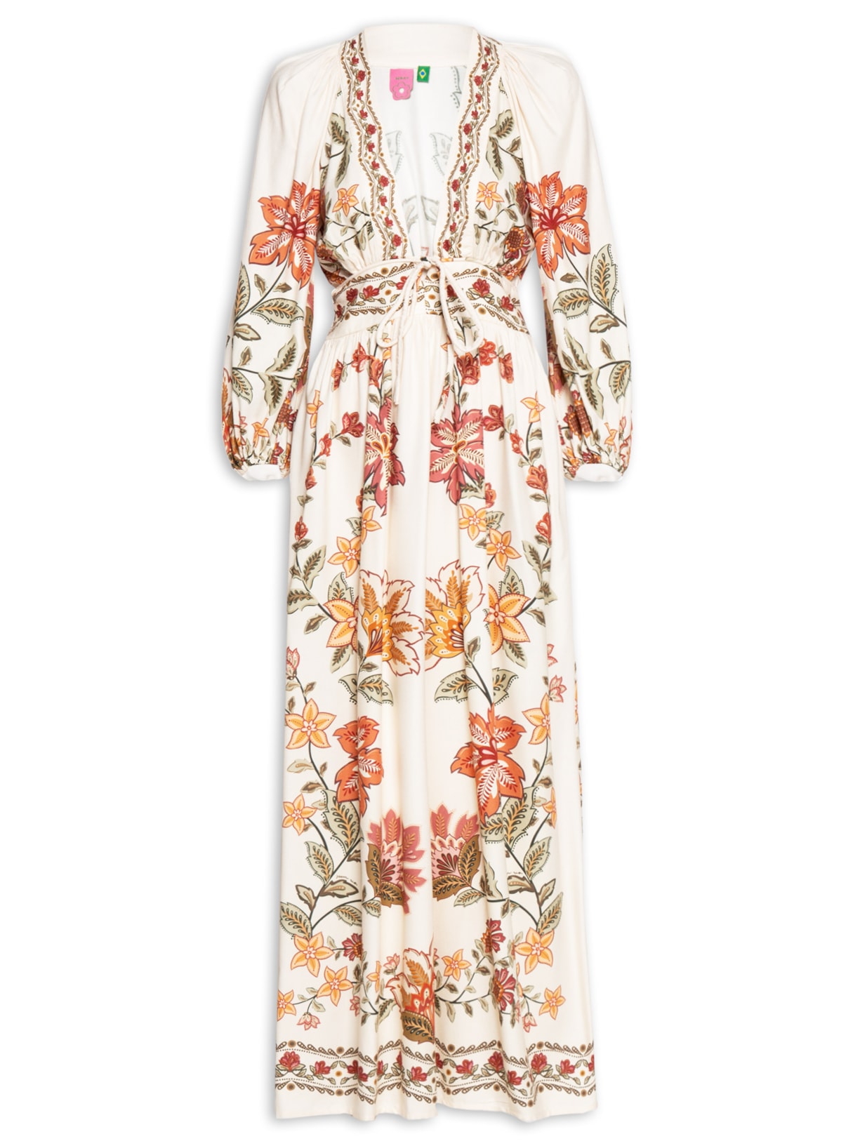 Vestido Longo Floral Juliana - Off White