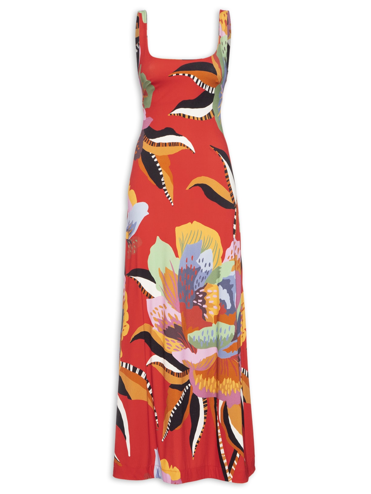 Vestido Longo Floral Lúcia - Vermelho