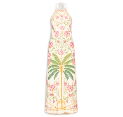 Vestido Longo Floral Nusa - Bege