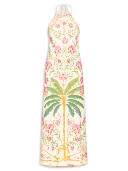 Vestido Longo Floral Nusa - Bege