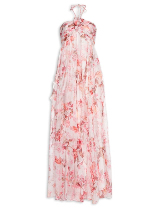 Vestido Longo Floral - Rosa