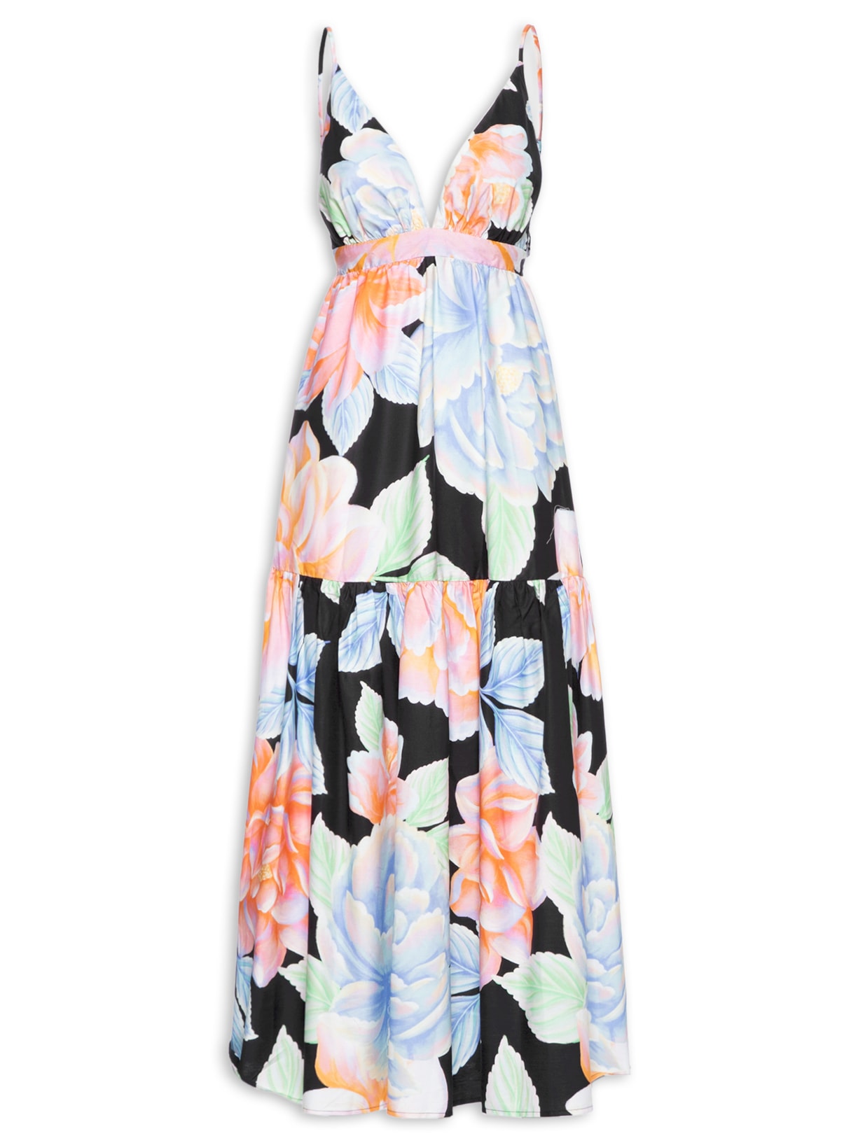 Vestido Longo Floral Sofia - Preto