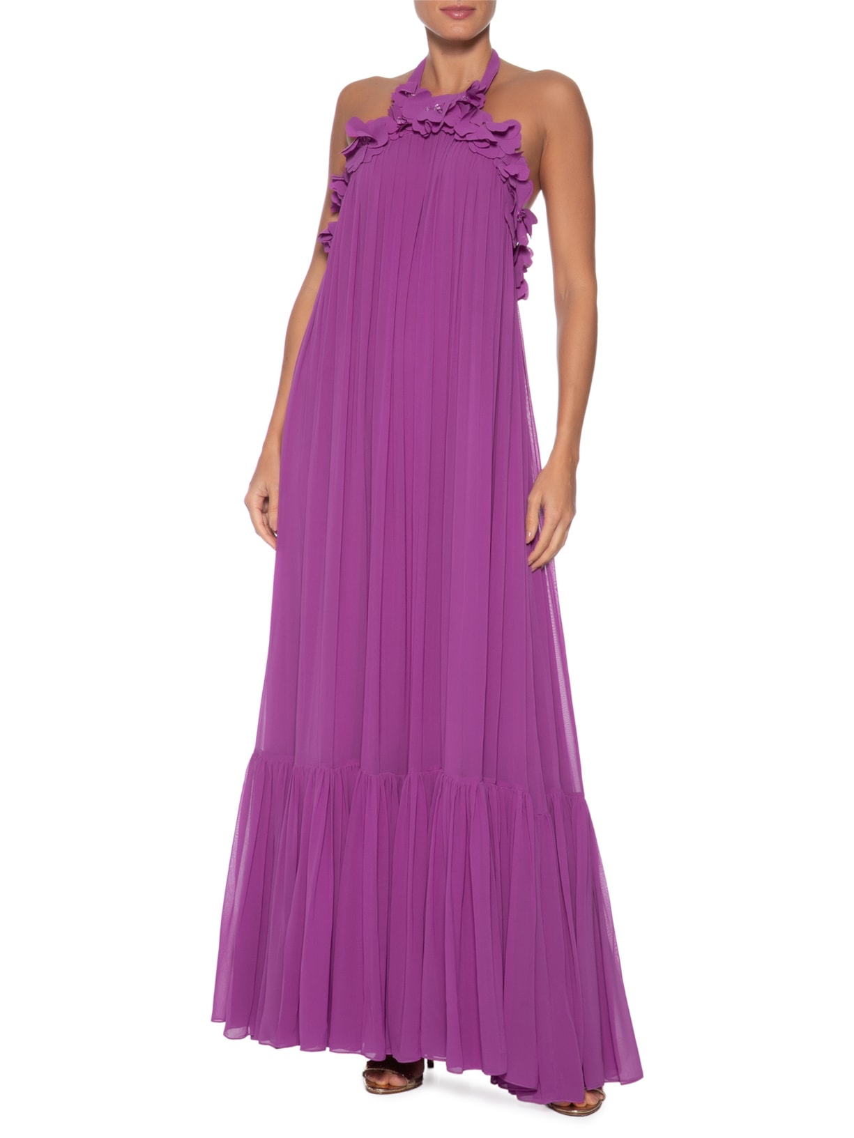 Vestido Longo Floral – Roxo Pat Bo