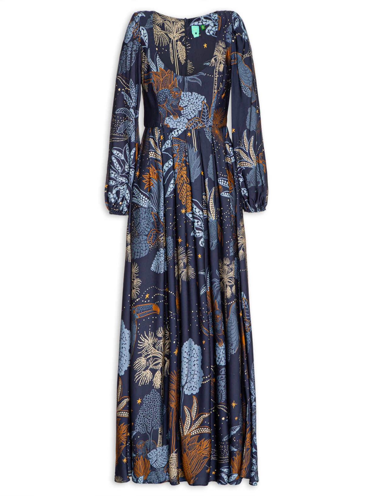 Vestido Longo Floresta Estrelar - Azul