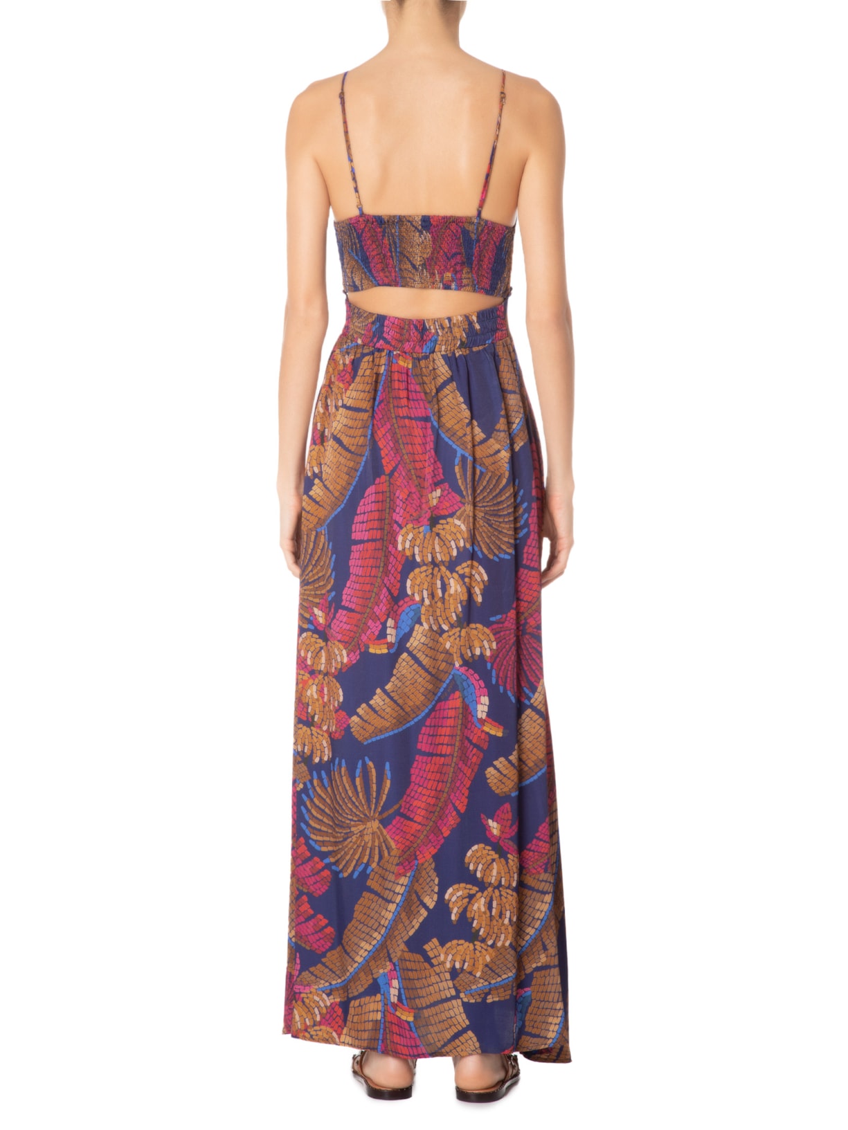 Vestido Longo Floresta Mosaico Azul Farm