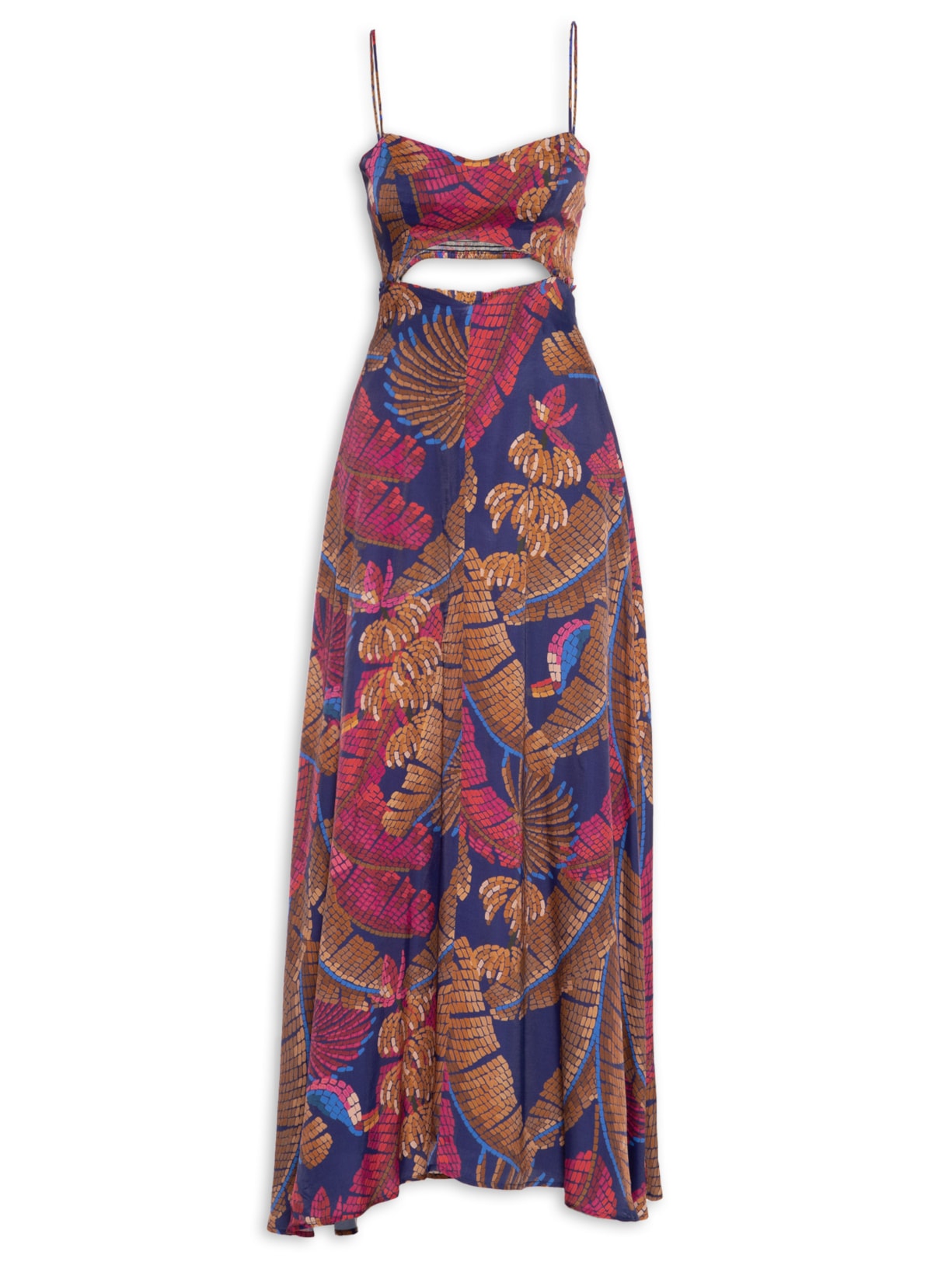 Vestido Longo Floresta Mosaico - Azul