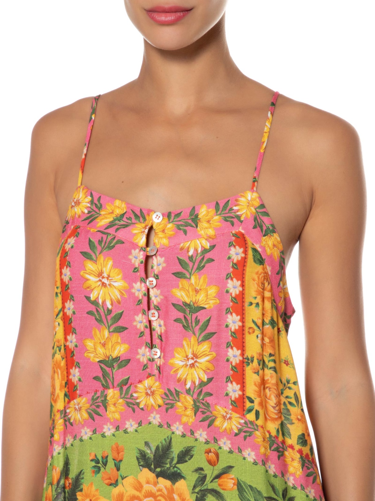 Vestido Longo Flori Rosa Farm