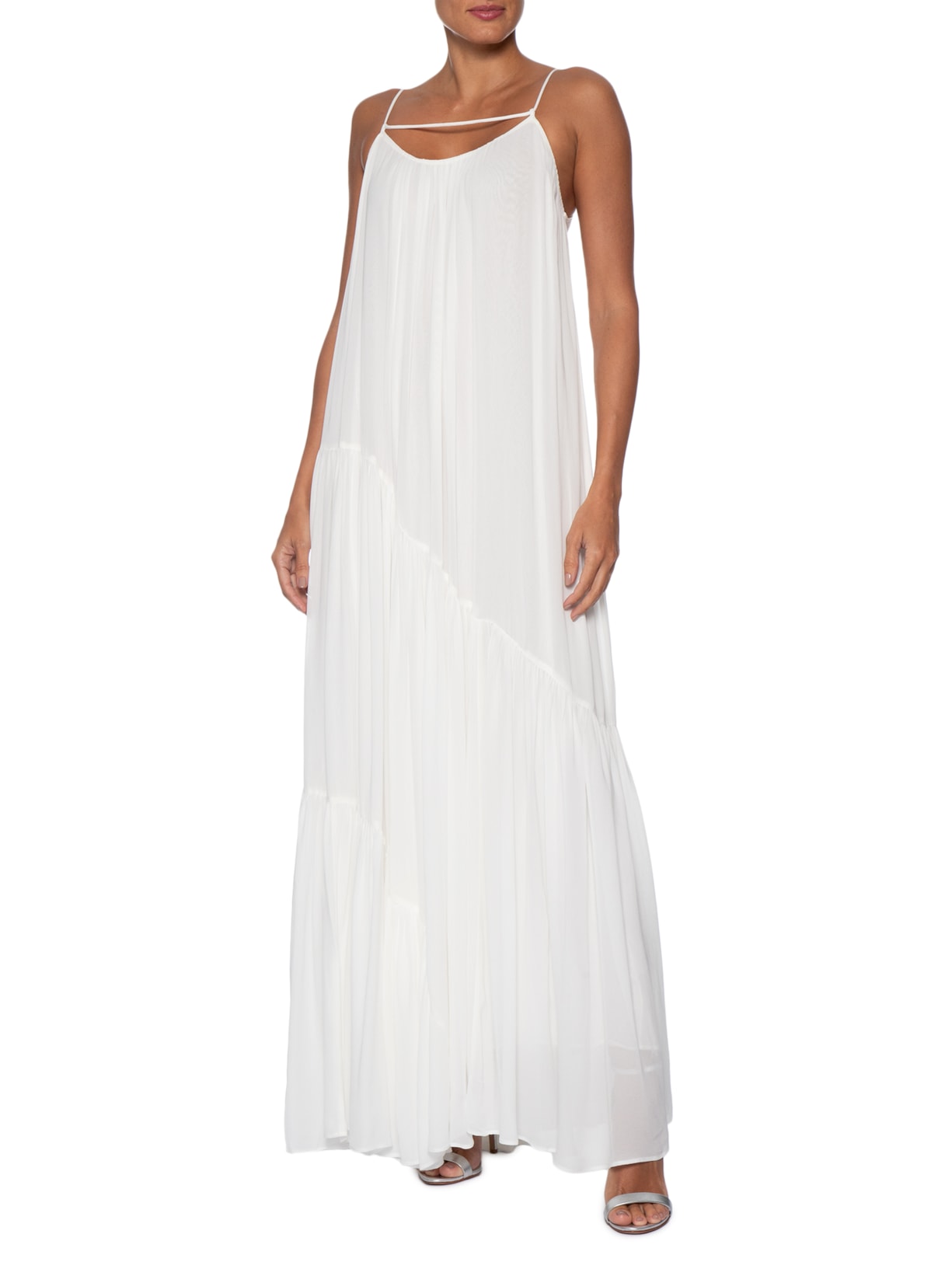 Vestido Longo Fluído De Alça Branco Bo