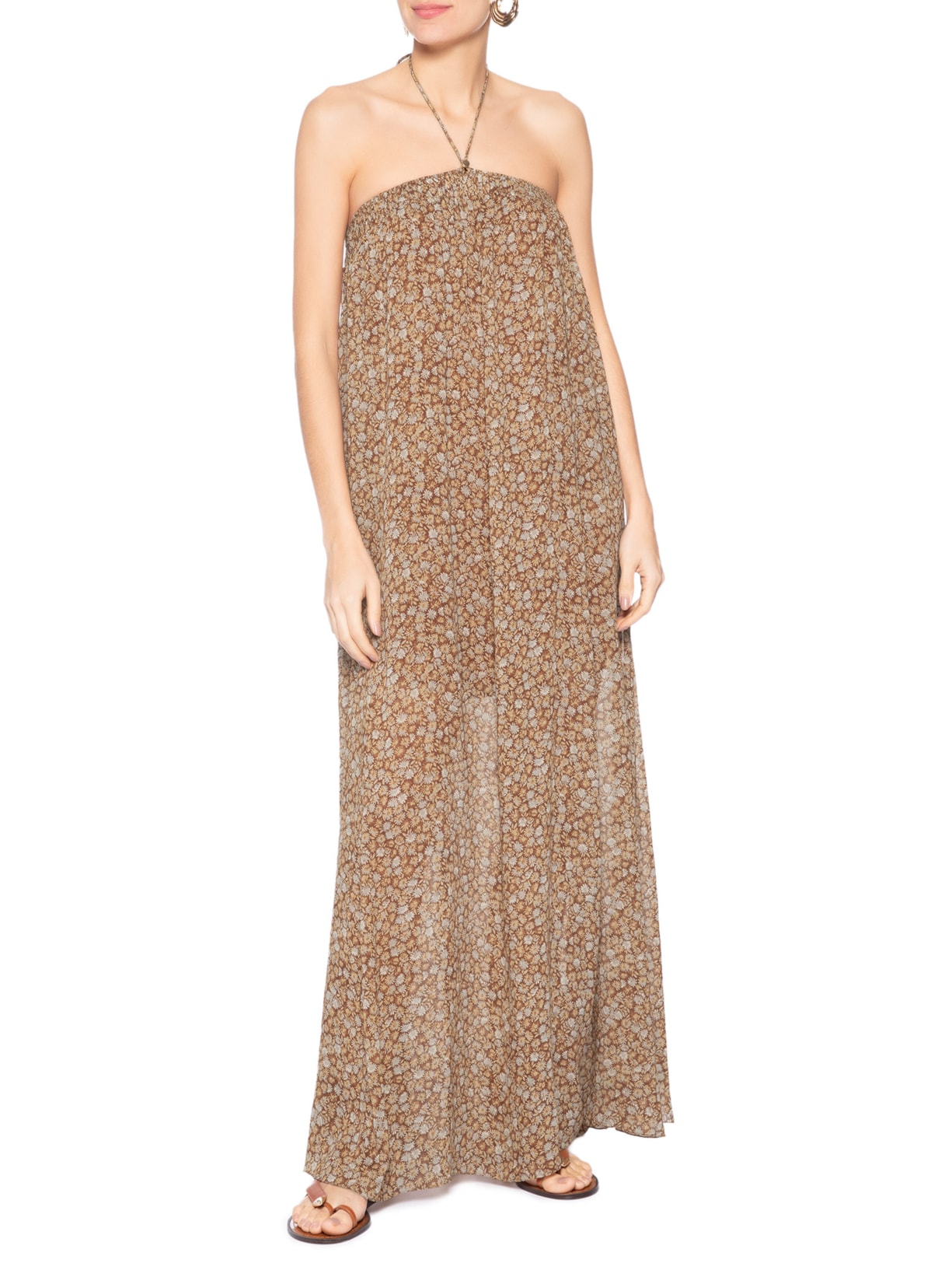 Vestido Longo Fluido Liberty Seeds – Marrom Animale