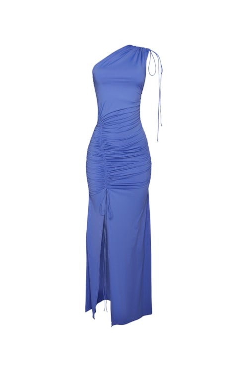 vestido longo franzido bio artemis lazuli